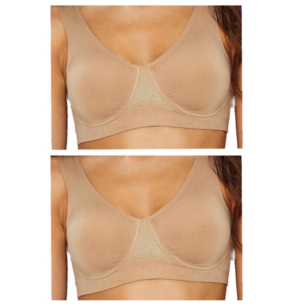 Lot of 2 Rhonda Shear Divine Seamless Underwire Bra Color Tan Size Medium